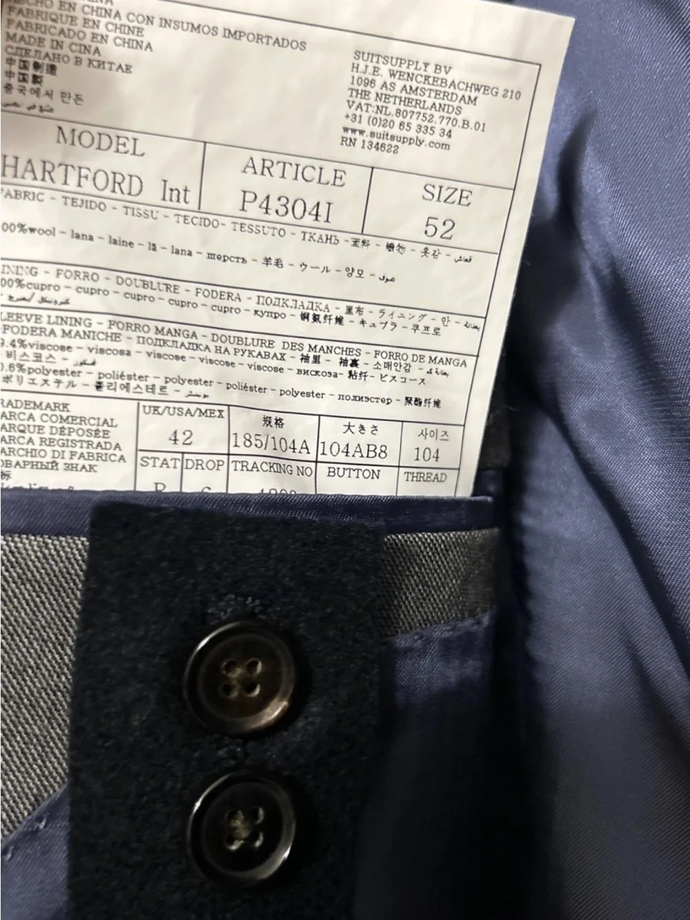 SuitSuppy Ethomas Hartford Men’s Pure Wool Super 150’s Grey Blazer Size 52/42